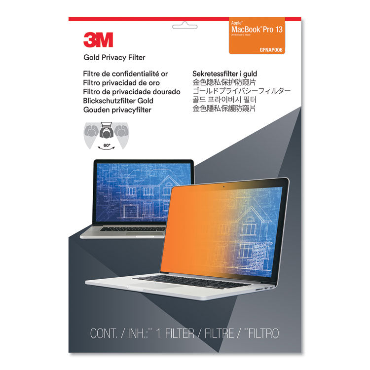 Gold Frameless Privacy Filter for 13.3" Widescreen MacBook Pro Touch, 16:10 Aspect Ratio