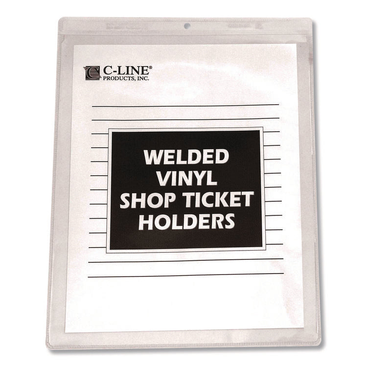 Clear Vinyl Shop Ticket Holders, Super Heavy-Duty, Top Load 9 x 12 Insert, Clear Front, 50/Box