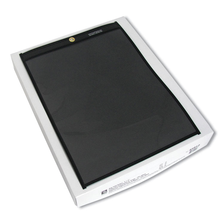 Stitched Shop Ticket Holders, Super Heavy-Duty, 9 x 12 Insert, Clear Front, Black Pressboard Back, Black Border, 25/Box