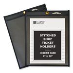 Stitched Shop Ticket Holders, Super Heavy-Duty, 9 x 12 Insert, Clear Front, Black Pressboard Back, Black Border, 25/Box