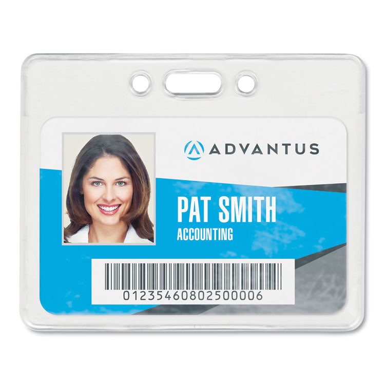 Proximity ID Badge Holders, Horizontal, Clear 3.75" x 3" Holder, 3.5" x 2.25" Insert, 50/Pack