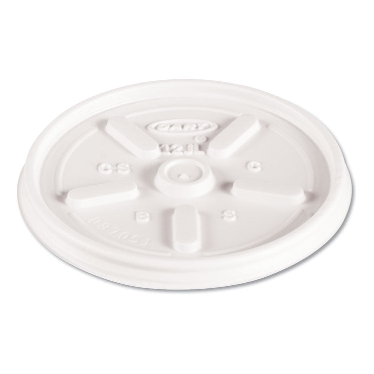 Plastic Lids for Foam Cups, Bowls and Containers, Vented, Fits 6 oz to 14 oz, White, 100/Pack, 10 Packs/Carton