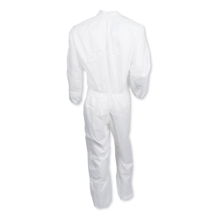 A30 Elastic-Back and Cuff Coveralls, Large, White, 25/Carton