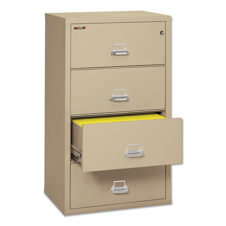 Insulated Lateral File, 4 Legal/letter-Size File Drawers, Parchment, 31.13" X 22.13" X 52.75", 260 Lb Overall Capacity