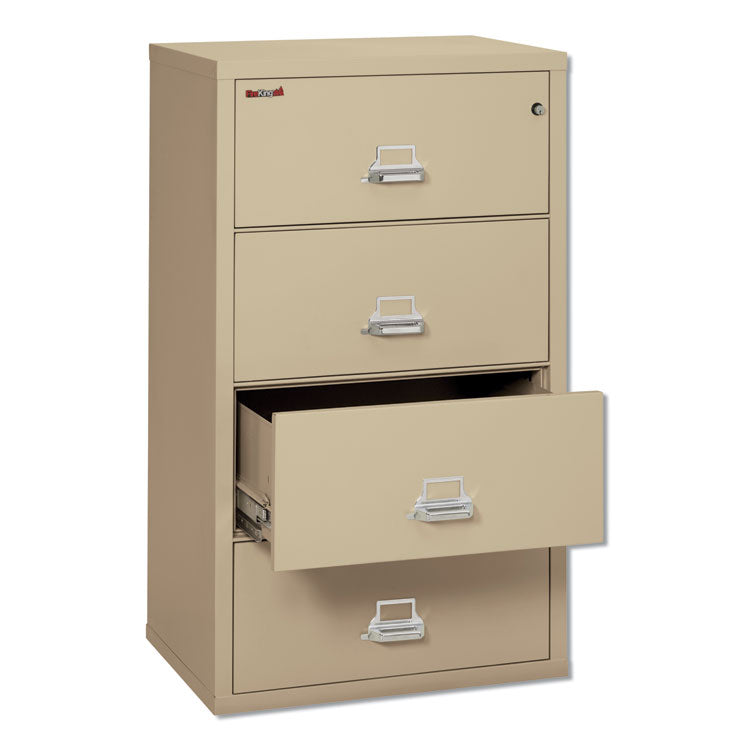 Insulated Lateral File, 4 Legal/letter-Size File Drawers, Parchment, 31.13" X 22.13" X 52.75", 260 Lb Overall Capacity