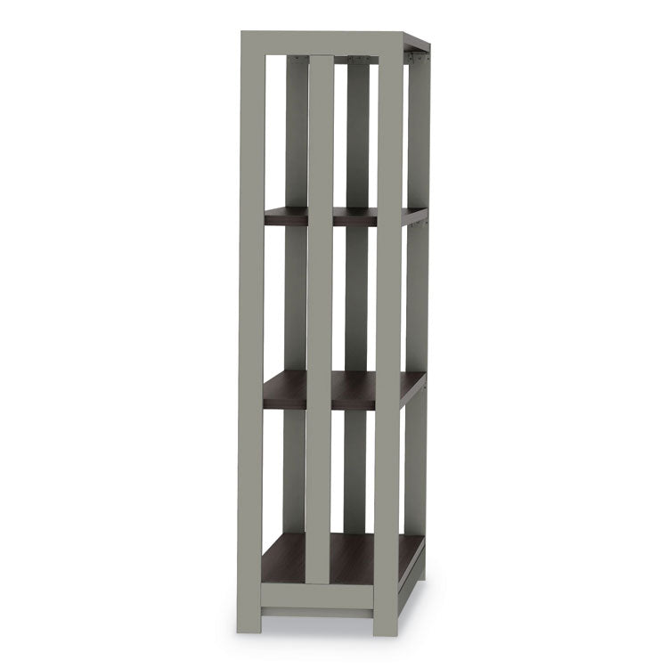 Trento Line Bookcase, Three-Shelf, 31.5w x 11.63d x 43.25h, Mocha