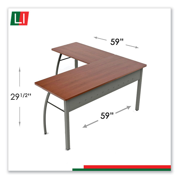 Trento Line L-Shaped Desk, 59.13" X 59.13" X 29.5", Cherry