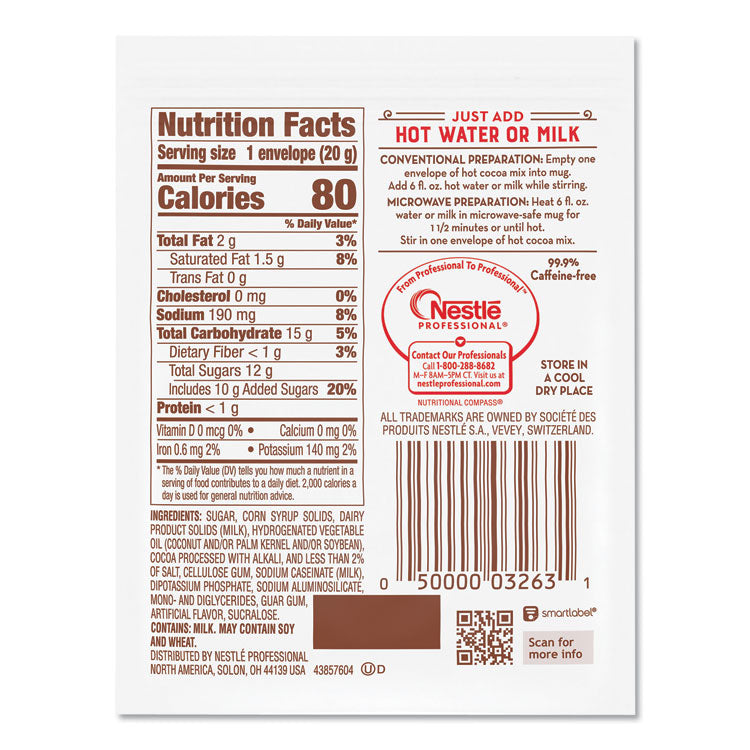 Hot Cocoa Mix, Rich Chocolate, .71oz, 50/box