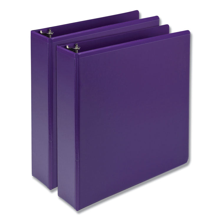 Earth's Choice Plant-Based Durable Fashion View Binder, 3 Rings, 2" Capacity, 11 x 8.5, Purple, 2/Pack