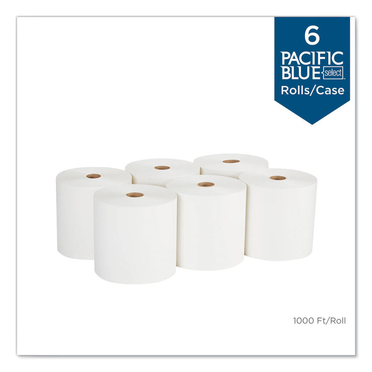 Pacific Blue Basic Nonperf Paper Towels, 1-Ply, 7.78 x 1,000 ft, White, 6 Rolls/Carton