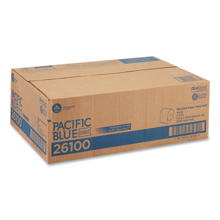 Pacific Blue Basic Nonperf Paper Towels, 1-Ply, 7.78 x 1,000 ft, White, 6 Rolls/Carton