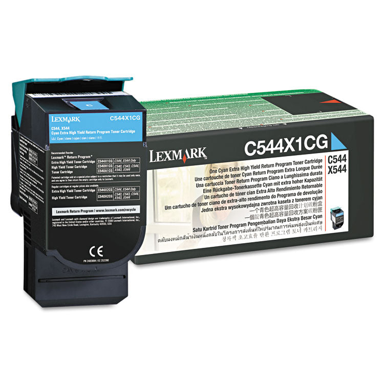 C544x1cg Return Program Extra High-Yield Toner, 4,000 Page-Yield, Cyan