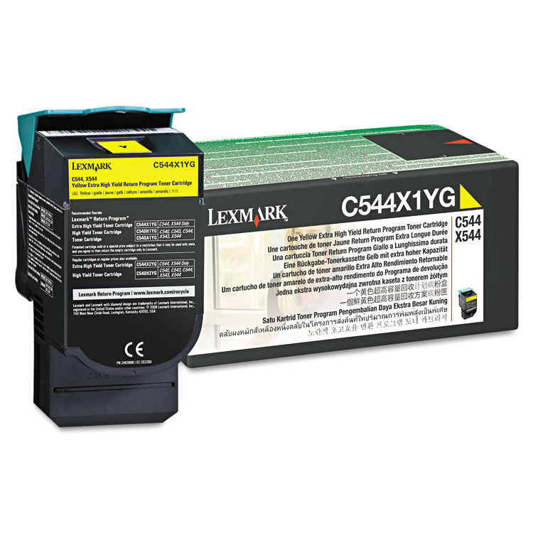 C544x1yg Return Program Extra High-Yield Toner, 4,000 Page-Yield, Yellow