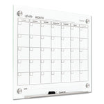 Infinity Magnetic Glass Calendar Board, Monthly Planning/Scheduling, 24" x 18", White Surface
