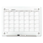 Infinity Magnetic Glass Calendar Board, Monthly Planning/Scheduling, 24" x 18", White Surface