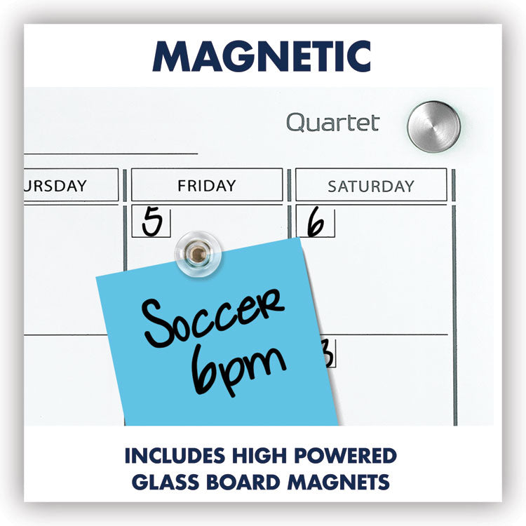 Infinity Magnetic Glass Calendar Board, Monthly Planning/Scheduling, 24" x 18", White Surface