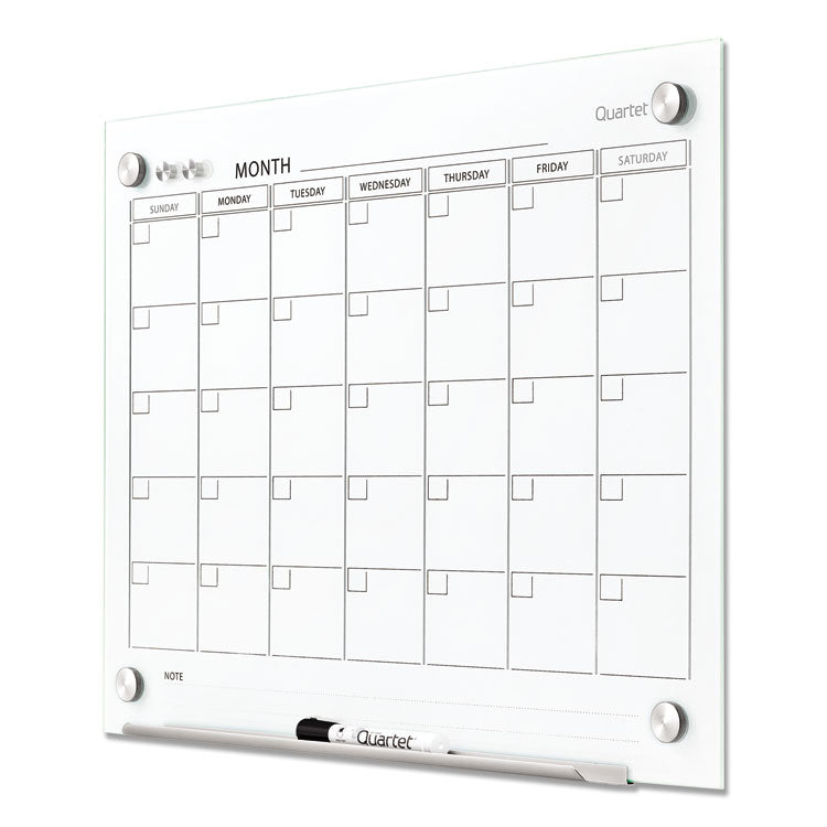 Infinity Magnetic Glass Calendar Board, Monthly Planning/Scheduling, 24" x 18", White Surface