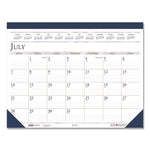 Recycled Academic Desk Pad Calendar, 18.5 x 13, White/Blue Sheets, Blue Binding/Corners, 14-Month: July 2025 to Aug 2026