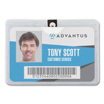 ID Badge Holders with Clip, Horizontal, Clear 4.13" x 3.38" Holder, 3.75" x 2.75" Insert, 50/Pack
