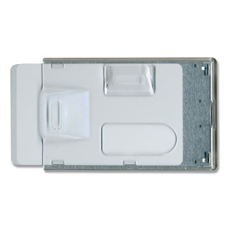 Rigid Two-Badge RFID Blocking Smart Card Holder, Horizontal/Vertical, Clear 3.68" x 2.38" Holder, 3.38" x 2.13" Insert, 20/PK
