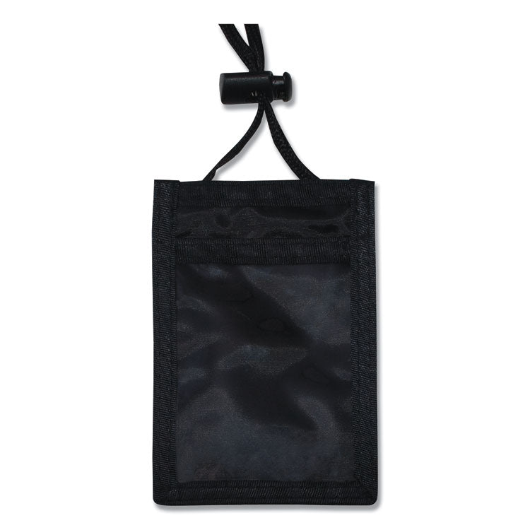 ID Badge Holders with Convention Neck Pouch, Vertical, Black/Clear 3.25" x 5" Holder, 2.38" x 3.5" Insert, 48" Cord, 12/Pack