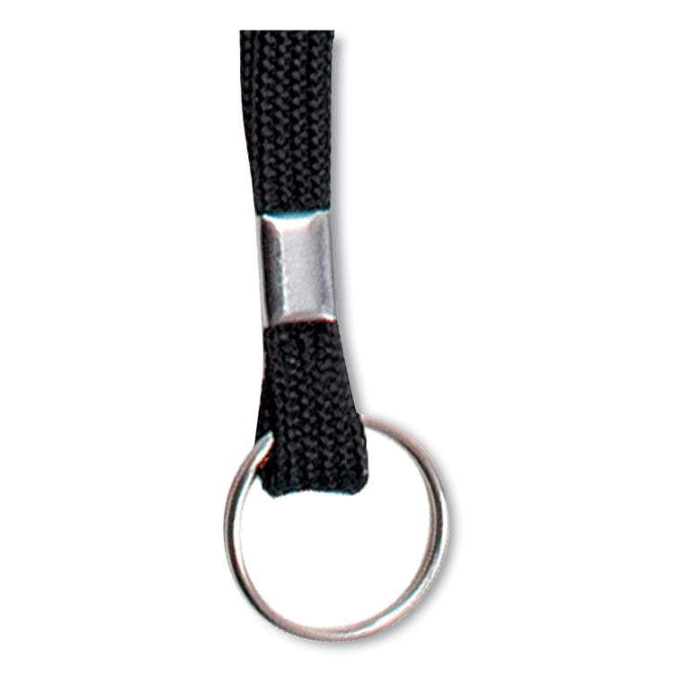 Deluxe Lanyards, Metal Clip Fastener, 36" Long, Black, 24/Box