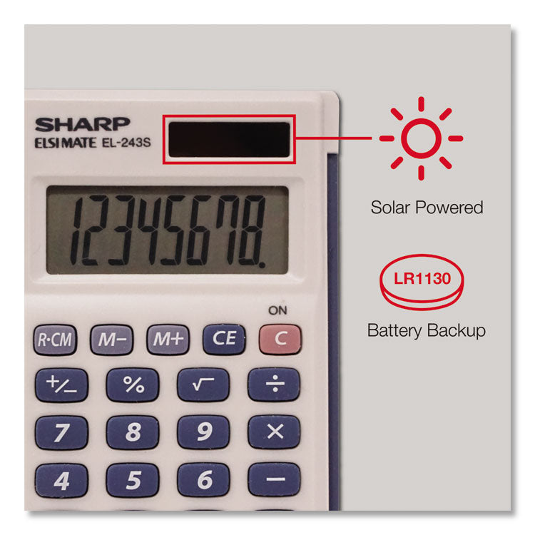 El-243sb Solar Pocket Calculator, 8-Digit Lcd
