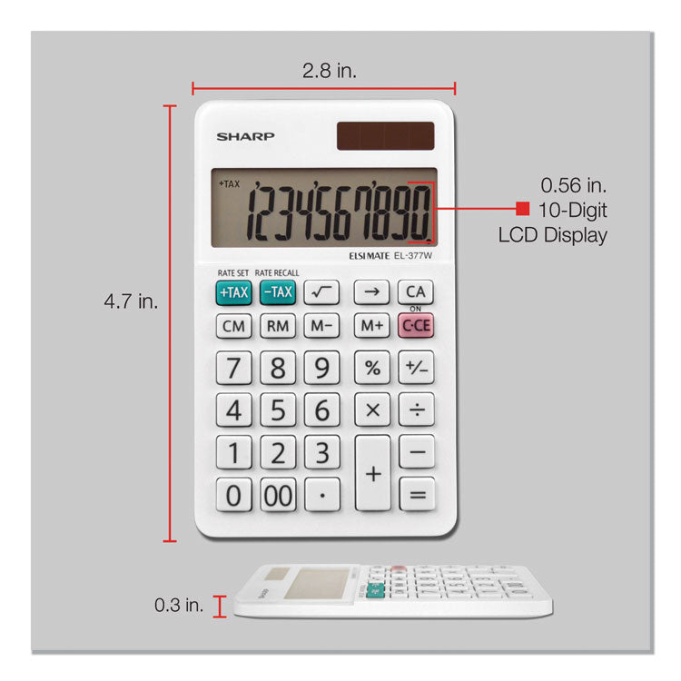 El-377wb Large Pocket Calculator, 10-Digit Lcd