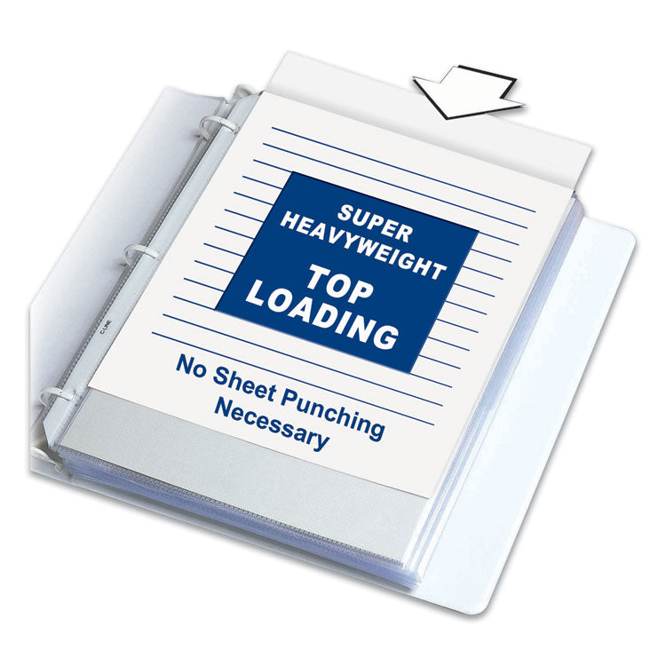 Polypropylene Sheet Protectors, Super Heavy-Duty, Side: 3-Hole Punched, Top Load 8.5 x 11 Insert, Nonglare Clear, 50/Box