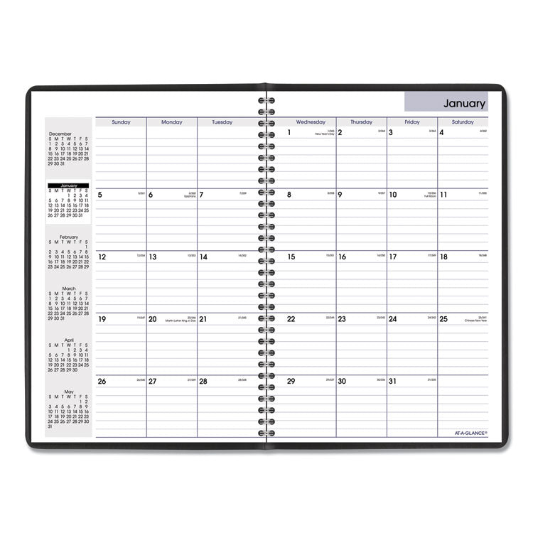 DayMinder Monthly Planner, Ruled Blocks, 12 x 8, Black Cover, 14-Month: Dec 2024 to Jan 2026