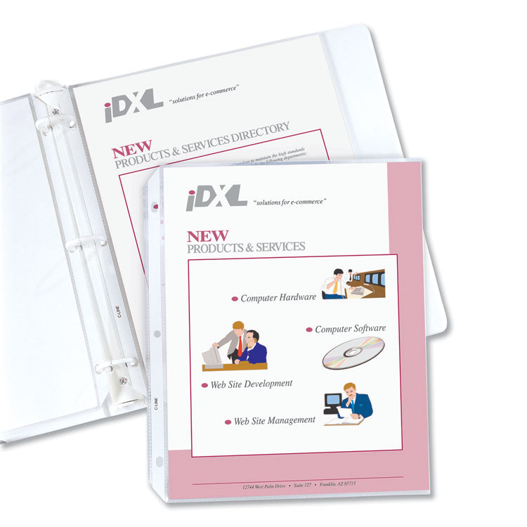 Polypropylene Sheet Protectors, Heavy-Duty, Side: 3-Hole Punched, Top Load 8.5 x 11 Insert, Clear Front, 100/Box