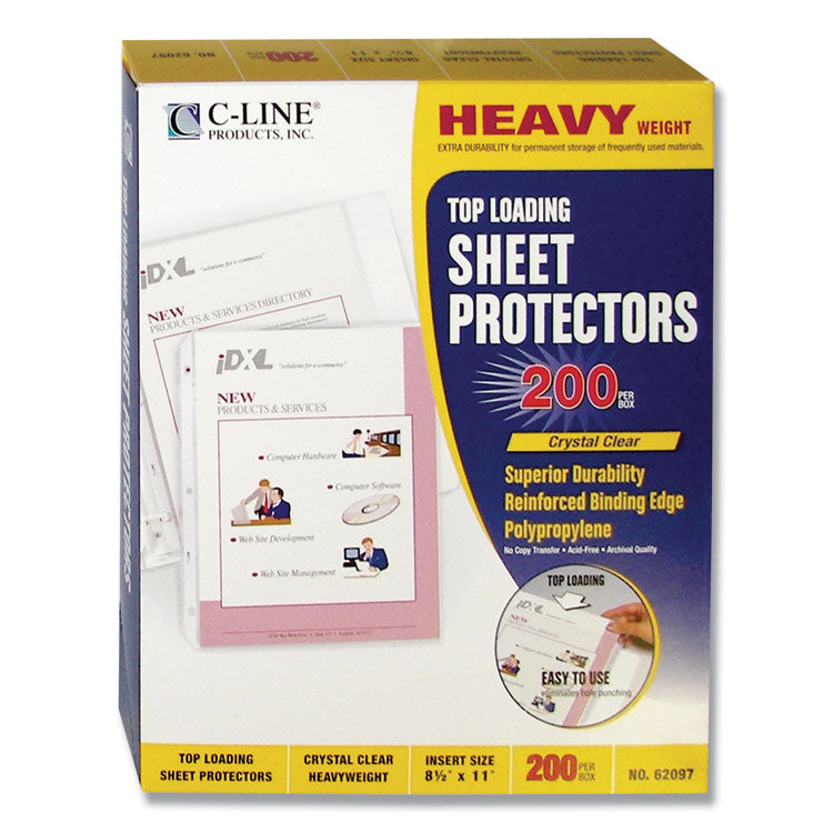 Polypropylene Sheet Protector Value Pack, Heavy-Duty, Side: 3-Hole Punched, Top Load 8.5 x 11 Insert, Clear Front, 200/Box