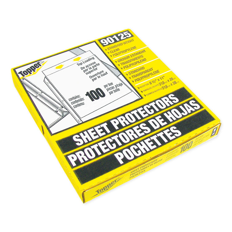 Polypropylene Sheet Protectors, Medium-Duty, Side: 3-Hole Punched, Top Load 8.5 x 11 Insert, Clear Front, 100/Box