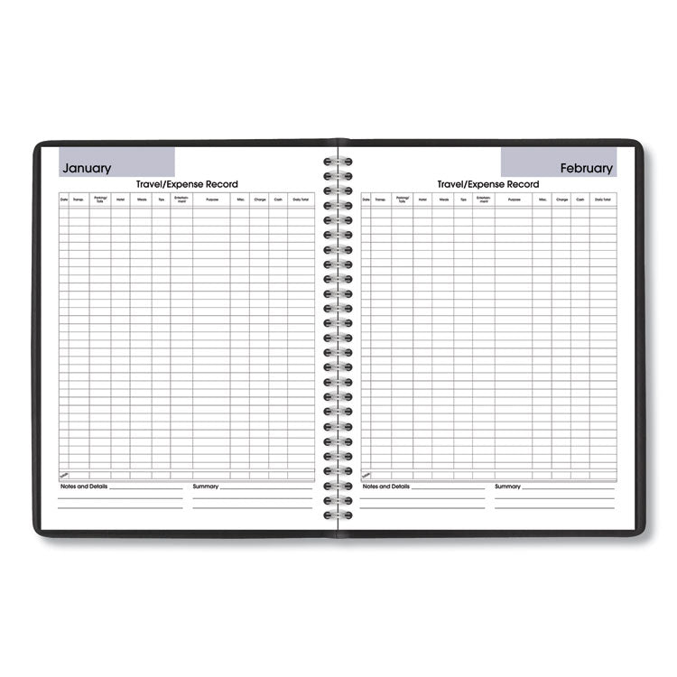 DayMinder Monthly Planner with Notes Column, Ruled Blocks, 8.75 x 7, Black Cover, 12-Month (Jan to Dec): 2025