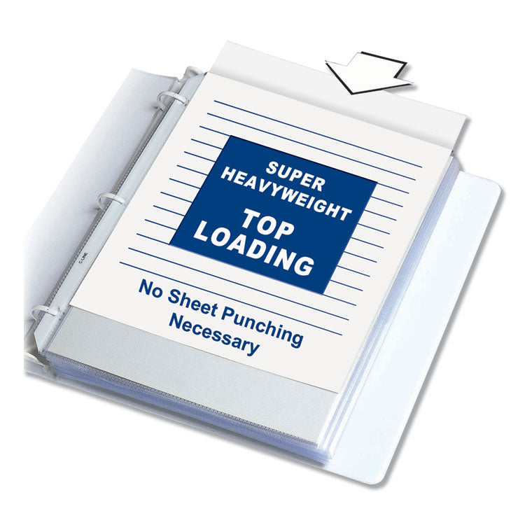 Polypropylene Sheet Protectors, Super Heavy-Duty, Side: 3-Hole Punched, Top Load 8.5 x 11 Insert, Clear Front, 50/Box
