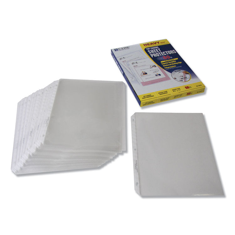 Polypropylene Sheet Protectors, Heavy-Duty, Side: 3-Hole Punched, Top Load 8.5 x 11 Insert, Clear Front, 50/Box