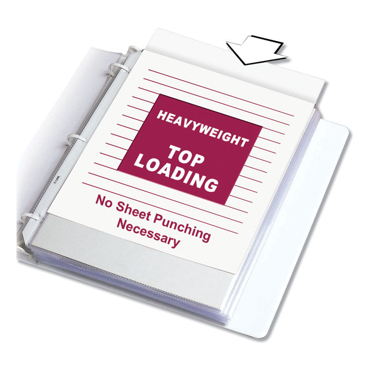 Polypropylene Sheet Protectors, Heavy-Duty, Side: 3-Hole Punched, Top Load 8.5 x 11 Insert, Nonglare Clear Front, 50/Box