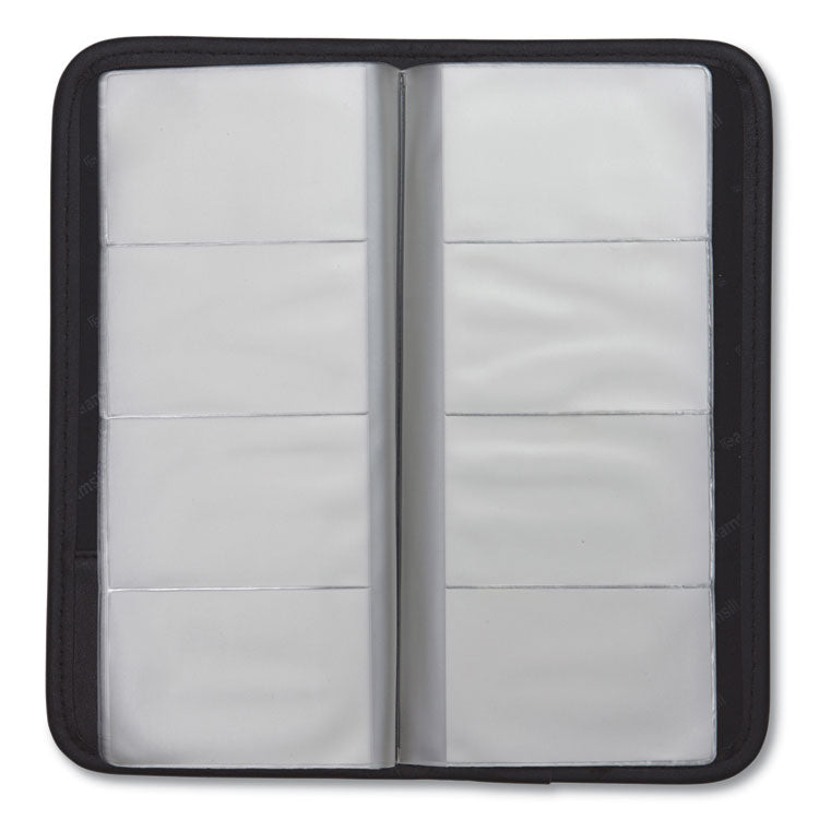 Professional Vinyl Business Card File, Holds 160 2 x 3.5 Cards, 4.75 x 10.25, Black
