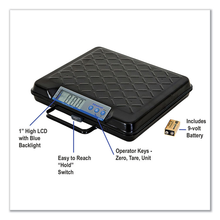 Portable Electronic Utility Bench Scale, 250 lb Capacity, 12.5 x 10.95 x 2.2  Platform