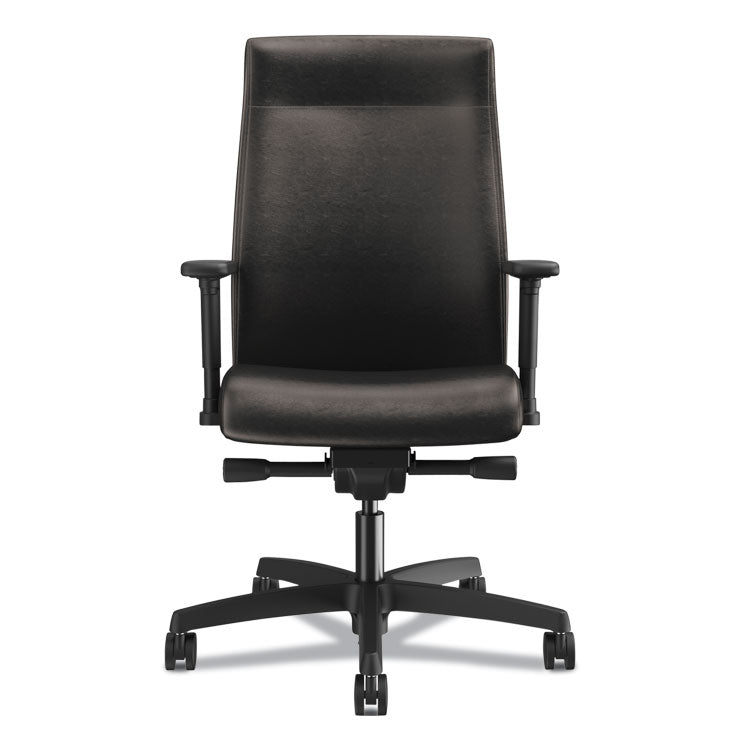 Ignition 2.0 Upholstered Mid-Back Task Chair With Lumbar, Supports 300 Lb, 17" To 22" Seat, Black Vinyl Seat/back, Black Base
