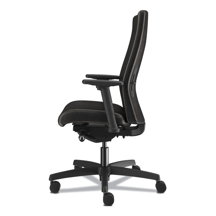 Ignition 2.0 Upholstered Mid-Back Task Chair With Lumbar, Supports 300 Lb, 17" To 22" Seat, Black Vinyl Seat/back, Black Base