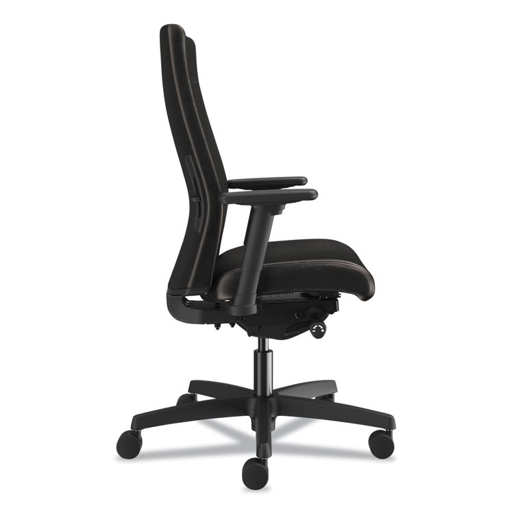 Ignition 2.0 Upholstered Mid-Back Task Chair With Lumbar, Supports 300 Lb, 17" To 22" Seat, Black Vinyl Seat/back, Black Base