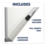 Porcelain Magnetic Whiteboard, 72" x 48", White Surface, Satin Aluminum Frame