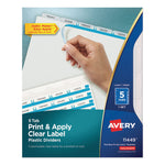 Print and Apply Index Maker Clear Label Plastic Dividers w/Printable Label Strip, 5-Tab, 11 x 8.5, Frosted Clear Tabs, 1 Set