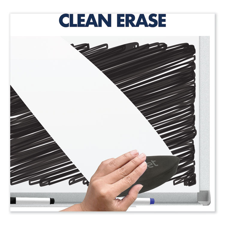 Porcelain Magnetic Whiteboard, 96" x 48", White Surface, Satin Aluminum Frame