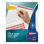 Print and Apply Index Maker Clear Label Plastic Dividers w/Printable Label Strip, 8-Tab, 11 x 8.5, Frosted Clear Tabs, 1 Set