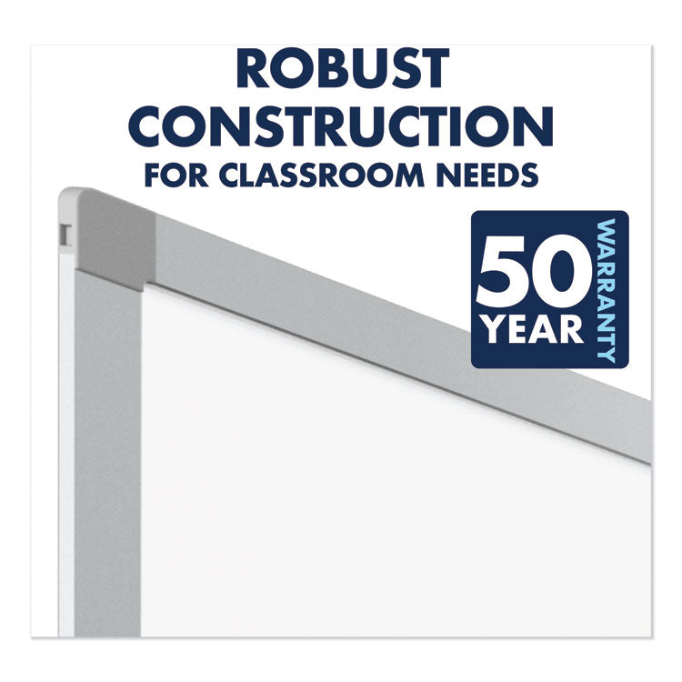 Porcelain Magnetic Whiteboard, 72" x 48", White Surface, Satin Aluminum Frame