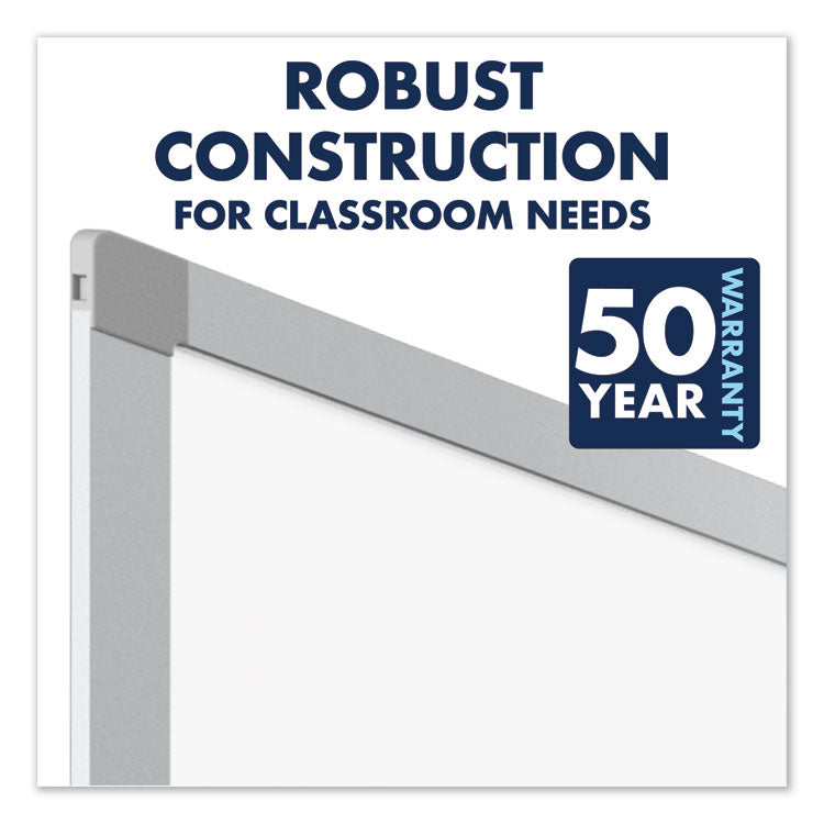 Porcelain Magnetic Whiteboard, 96" x 48", White Surface, Satin Aluminum Frame