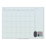 Floating Glass Dry Erase Calendar, Monthly Planning/Scheduling, 48" x 36" (Actual Size: 47" x 35"), White Surface
