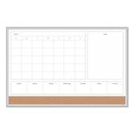 4N1 Magnetic Dry Erase Combo Board, Week/Month Planning, 36 x 24 (Actual Size: 35 x 23), Tan/WH Surface, Satin Aluminum Frame
